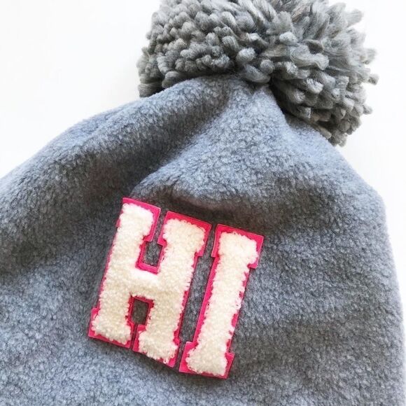 Gapkids fleece HI pom beanie EUC S(6-7Y) - Picture 2 of 3